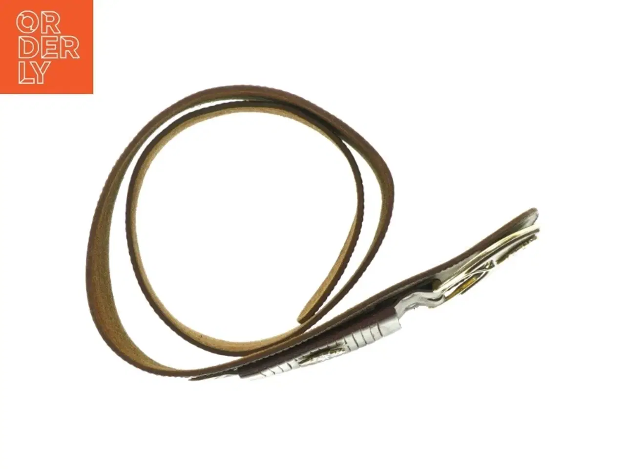 Billede 2 - Brunt læderbælte med metal spænde (str. 104 x 8 cm)