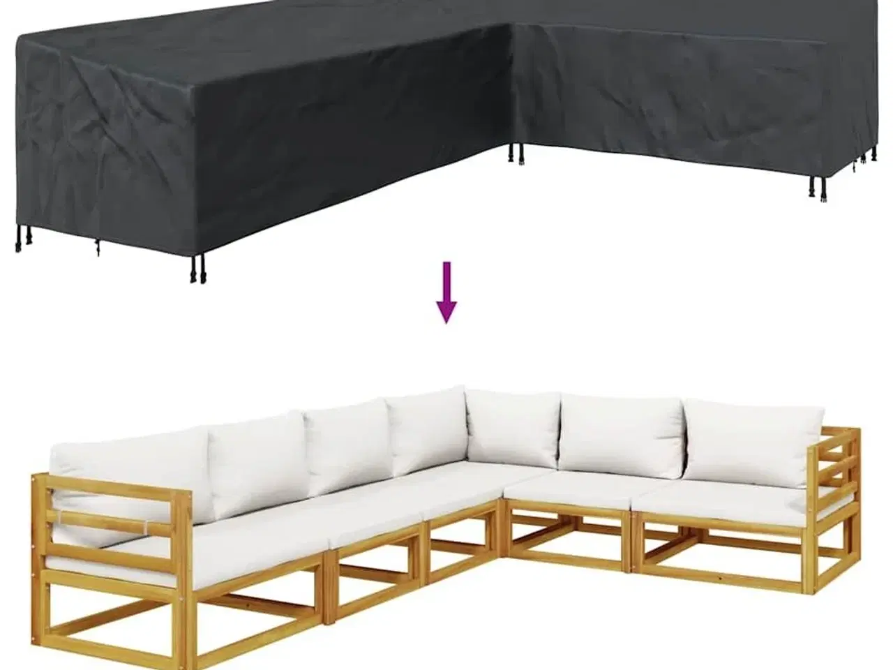 Billede 8 - Overtræk til havemøbler Sort 330 x 255 x 80 cm 420D Oxford Stof
