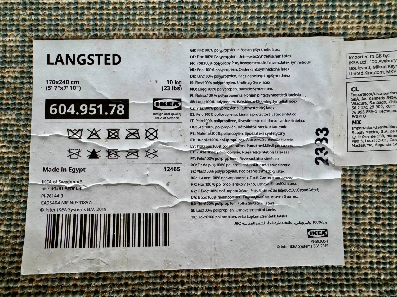 Billede 5 - Stort løst tæppe fra IKEA - gråblot - 170 x 240