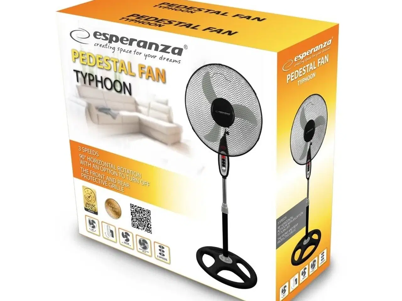 Billede 2 - Ståventilator 16" Esperanza Typhoon – sort/grå