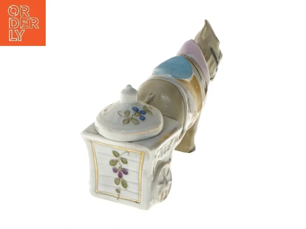 Billede 5 - Dekorativ æsel med vogn keramikfigur (str. 6,5x11,5x4 cm)