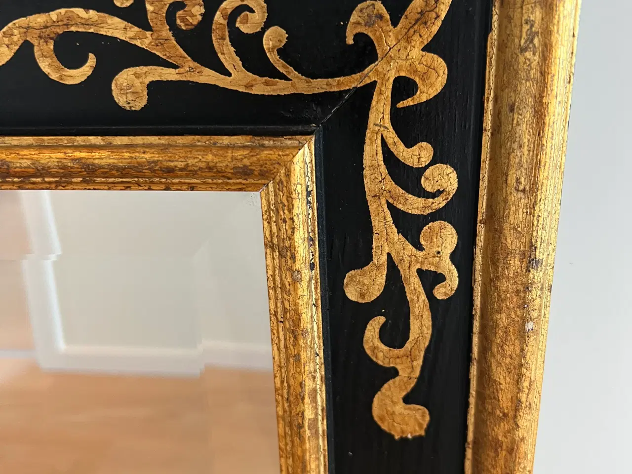 Billede 3 - Spejl sort med guld og facet slebet