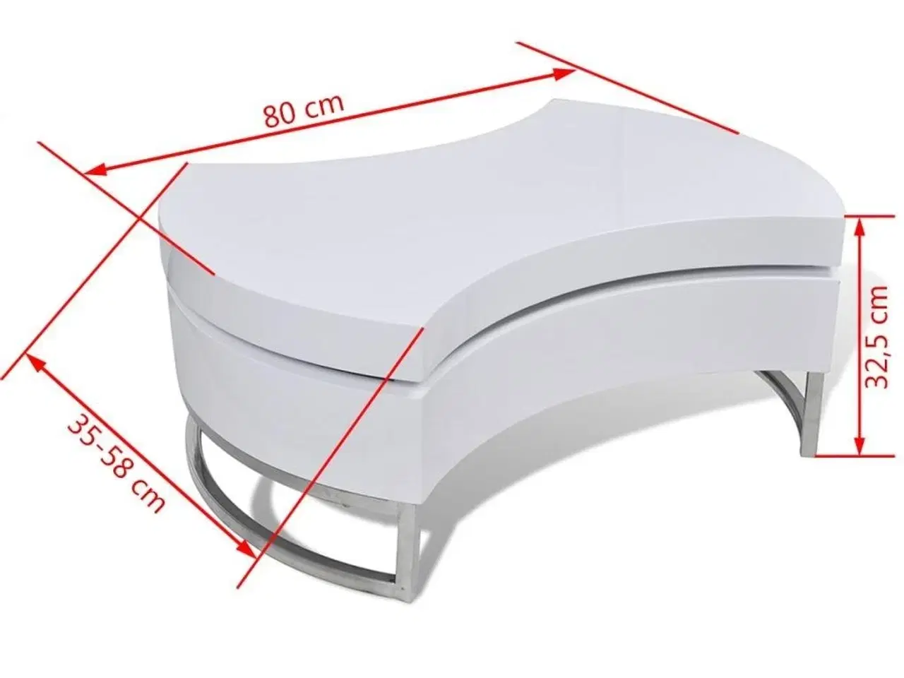 Billede 6 - Sofabord justerbart højglans hvid