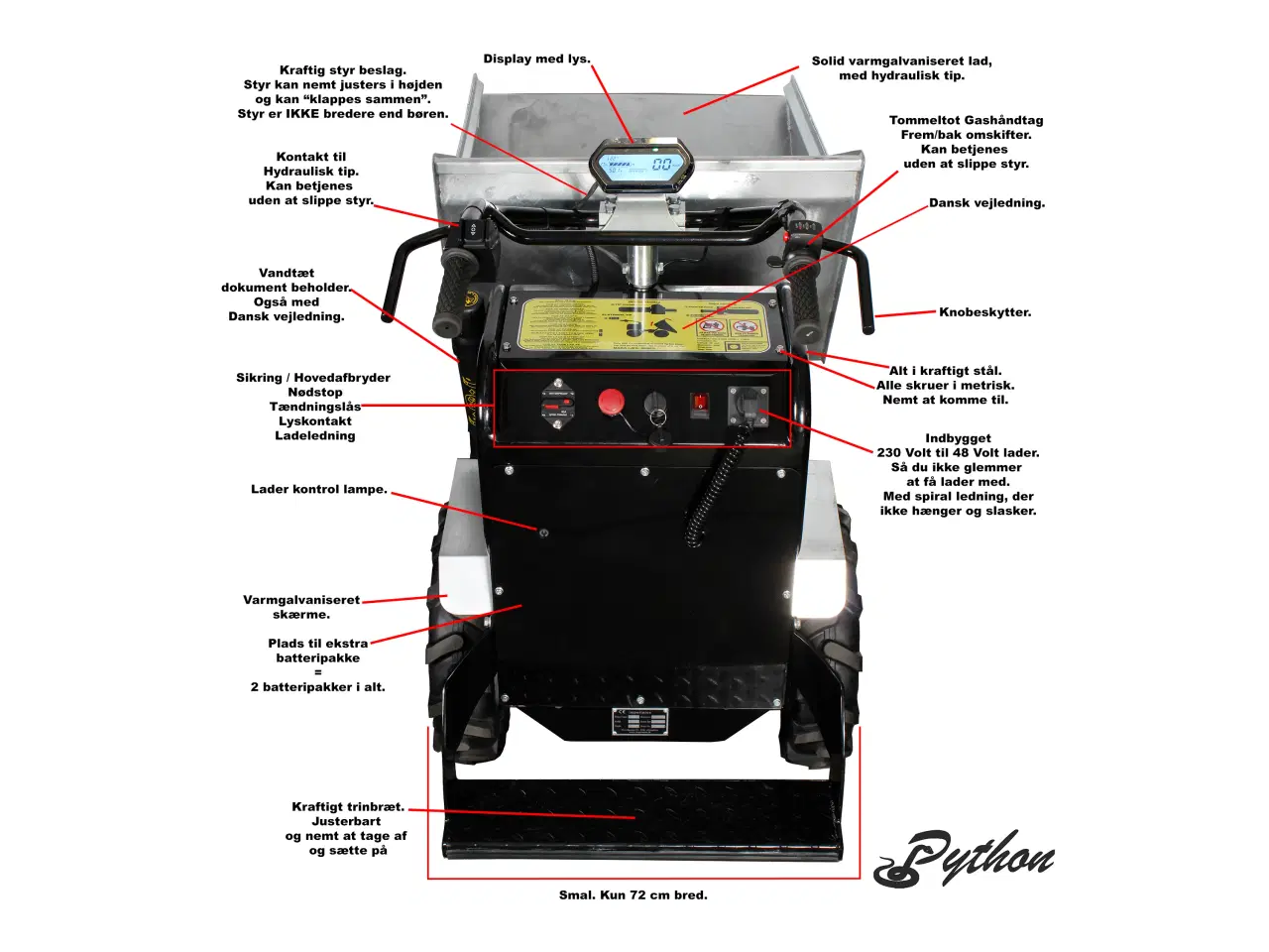 Billede 8 - Elektrisk, firehjulstrukket, knækstyret motorbør.