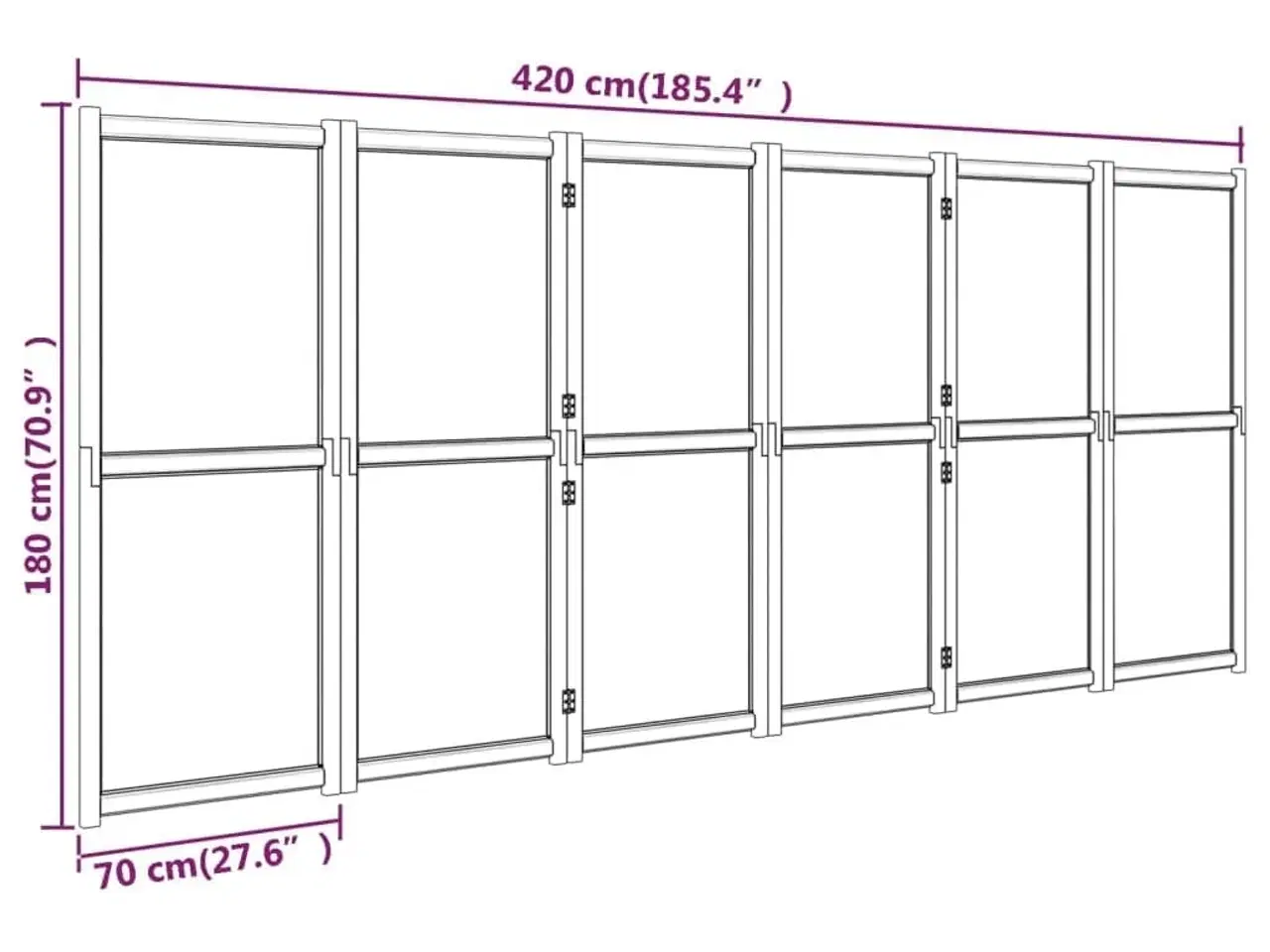 Billede 9 - 6-panels rumdeler 420x180 cm sort