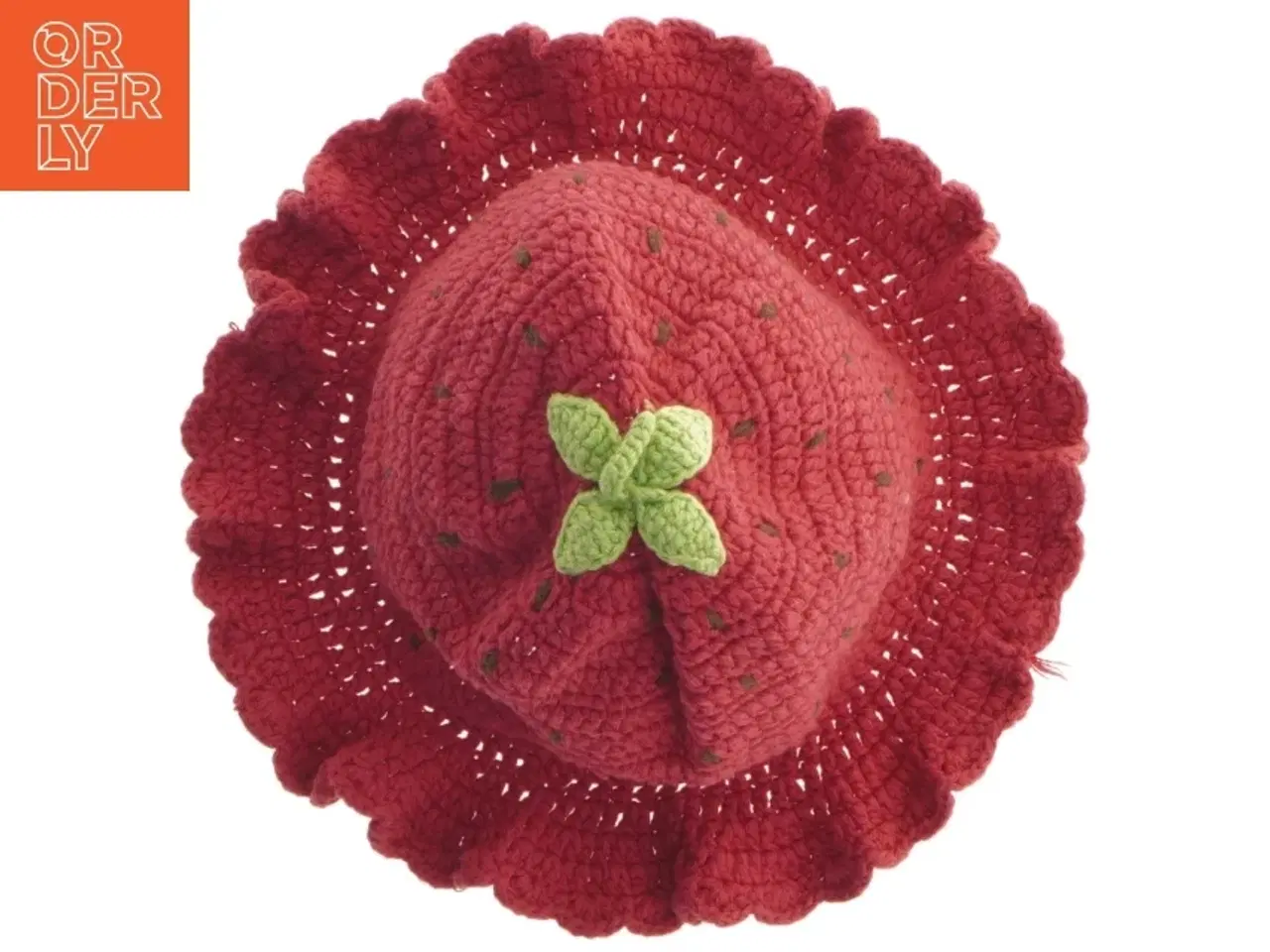 Billede 4 - Hæklet jordbær hue fra Gymboree (str. 18 til 24 mdr)