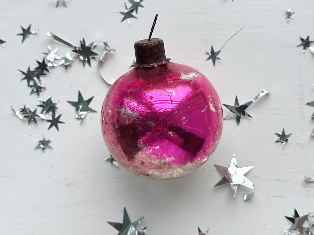 Billede 3 - Vintage julekugle, pink patineret