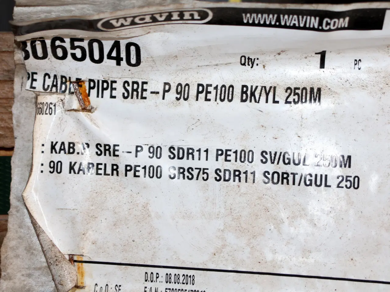 Billede 5 - 250m Wavin PE cable pipe SRE-P90-P100 BK/YL