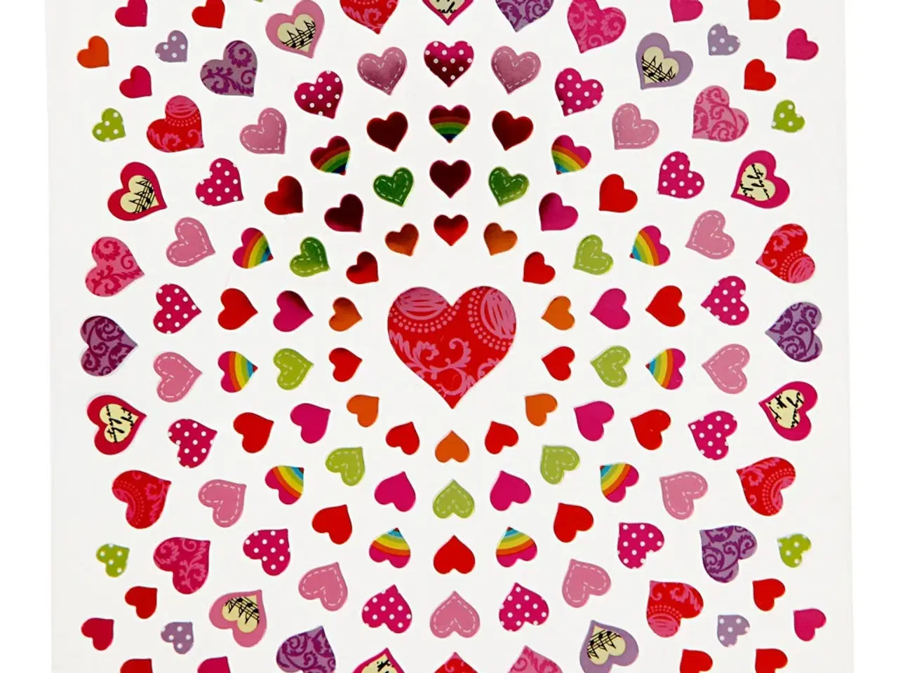 Billede 1 - Stickers, små hjerter, ark 15x16,5 cm, 1 ark