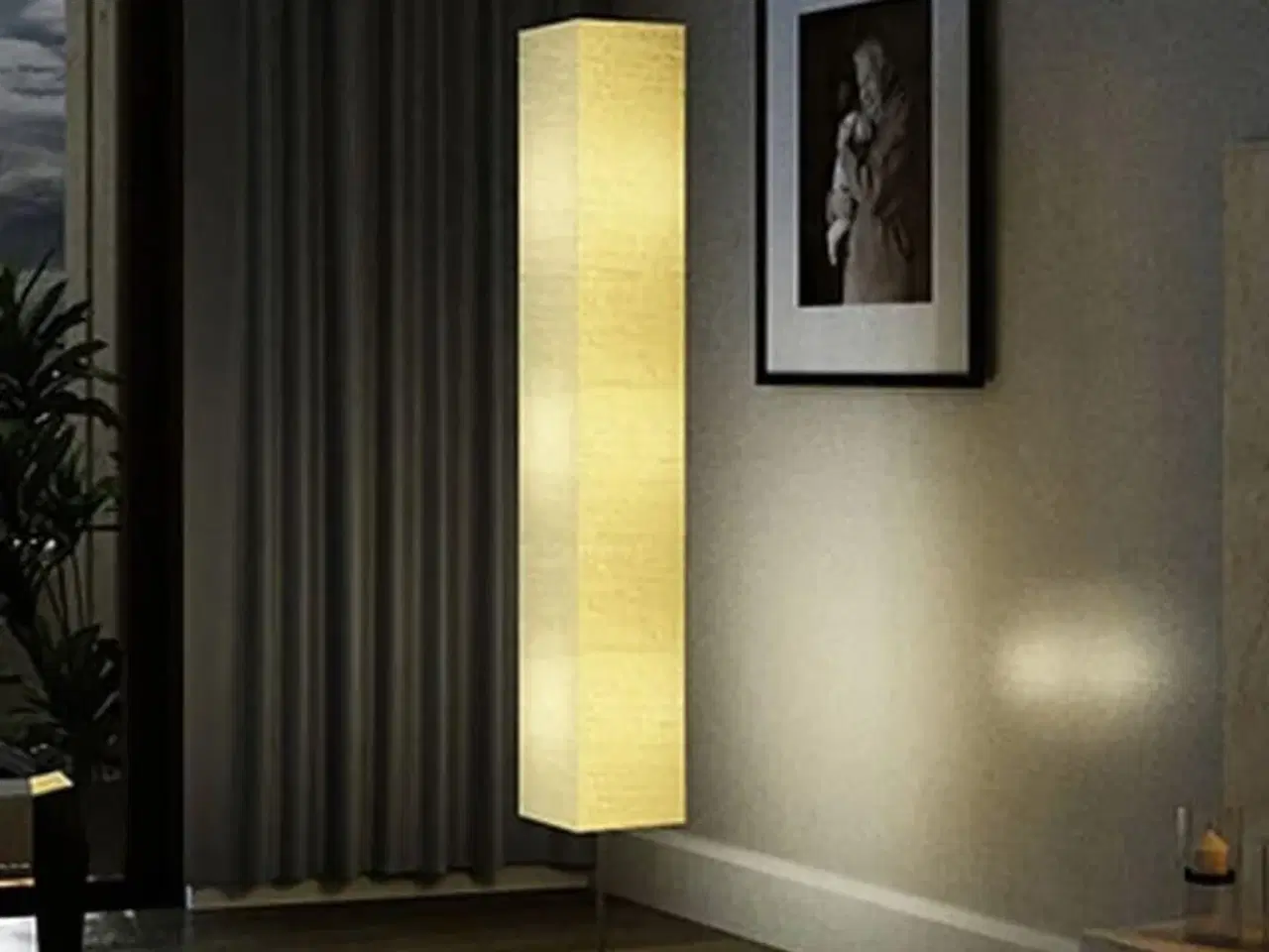 Billede 1 - Standerlampe med stålfod 170 cm beige