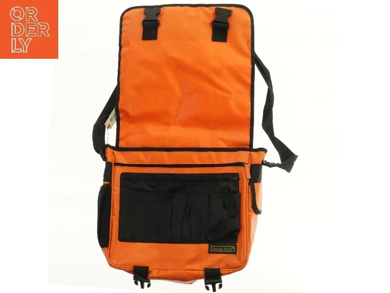 Billede 2 - Orange skuldertaske med kortdesign (str. 41x39 cm)