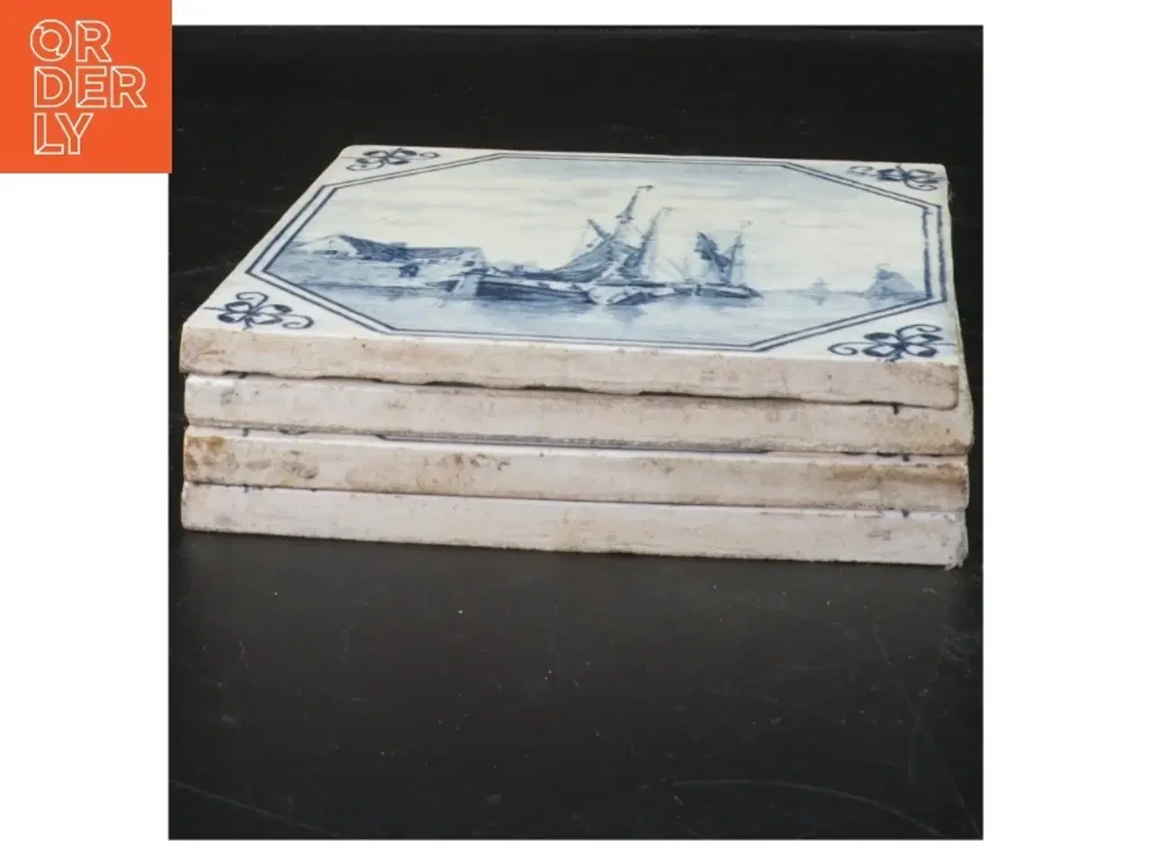 Billede 2 - Fliser med havnemotiver (str. 15,5 cm. x, 15,5 cm. 4 styk)