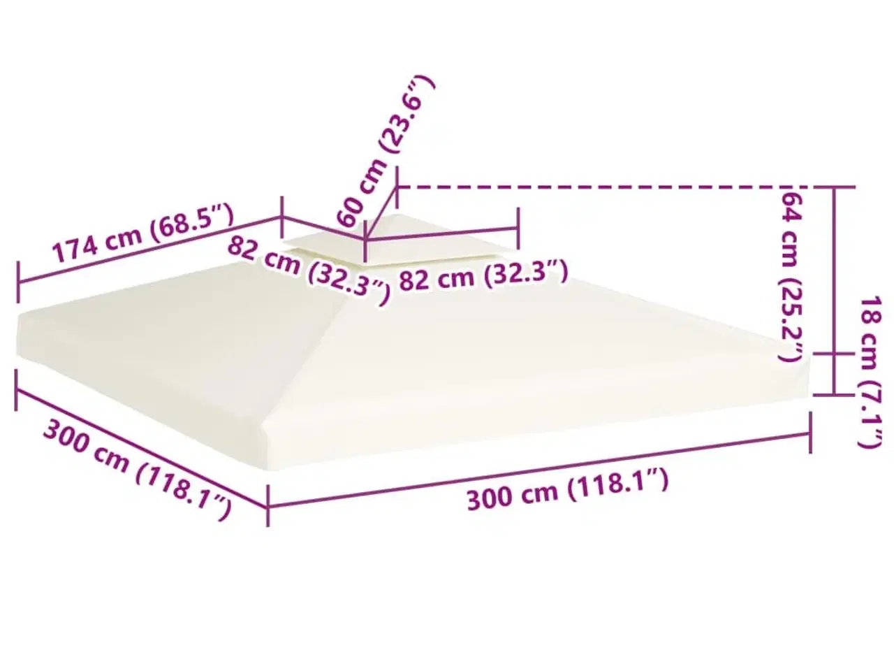 Billede 6 - Baldakin til pavillon 3x3 m 310 g/m² cremehvid