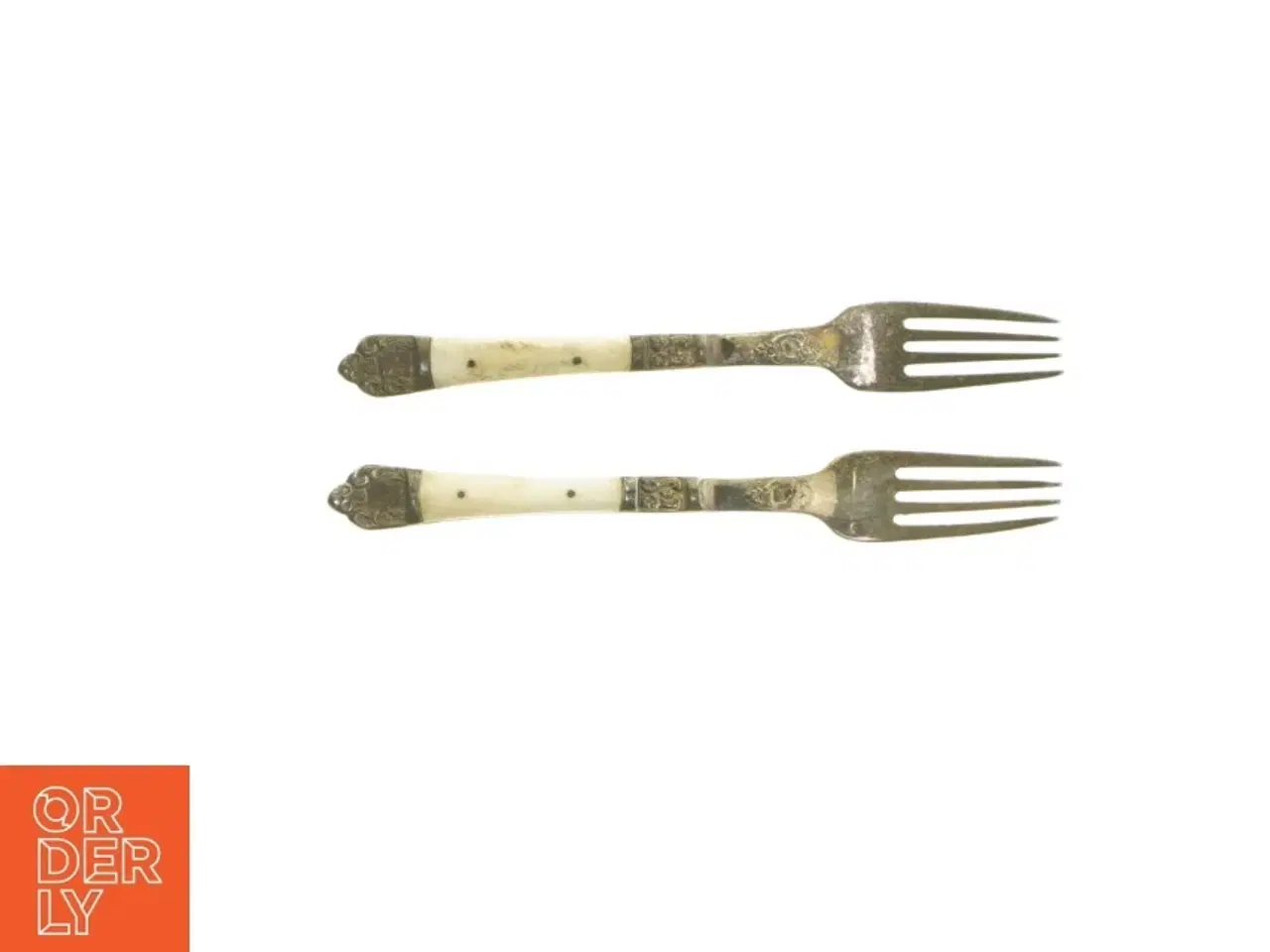 Billede 1 - Antikke gafler med cremefarvet håndtag (str. 20,5 cm)