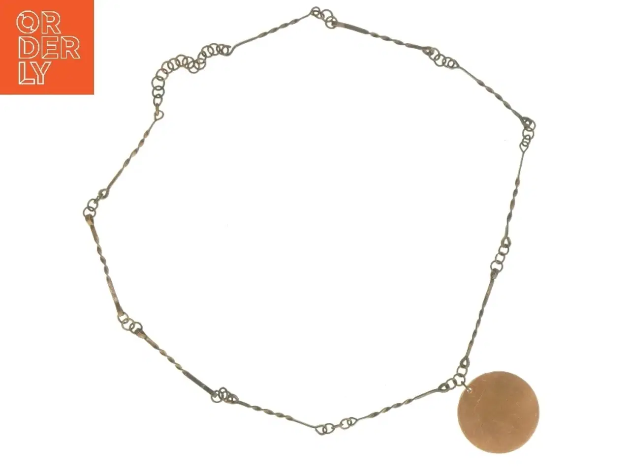 Billede 1 - Halskæde med møntvedhæng (str. Ø 20 cm)