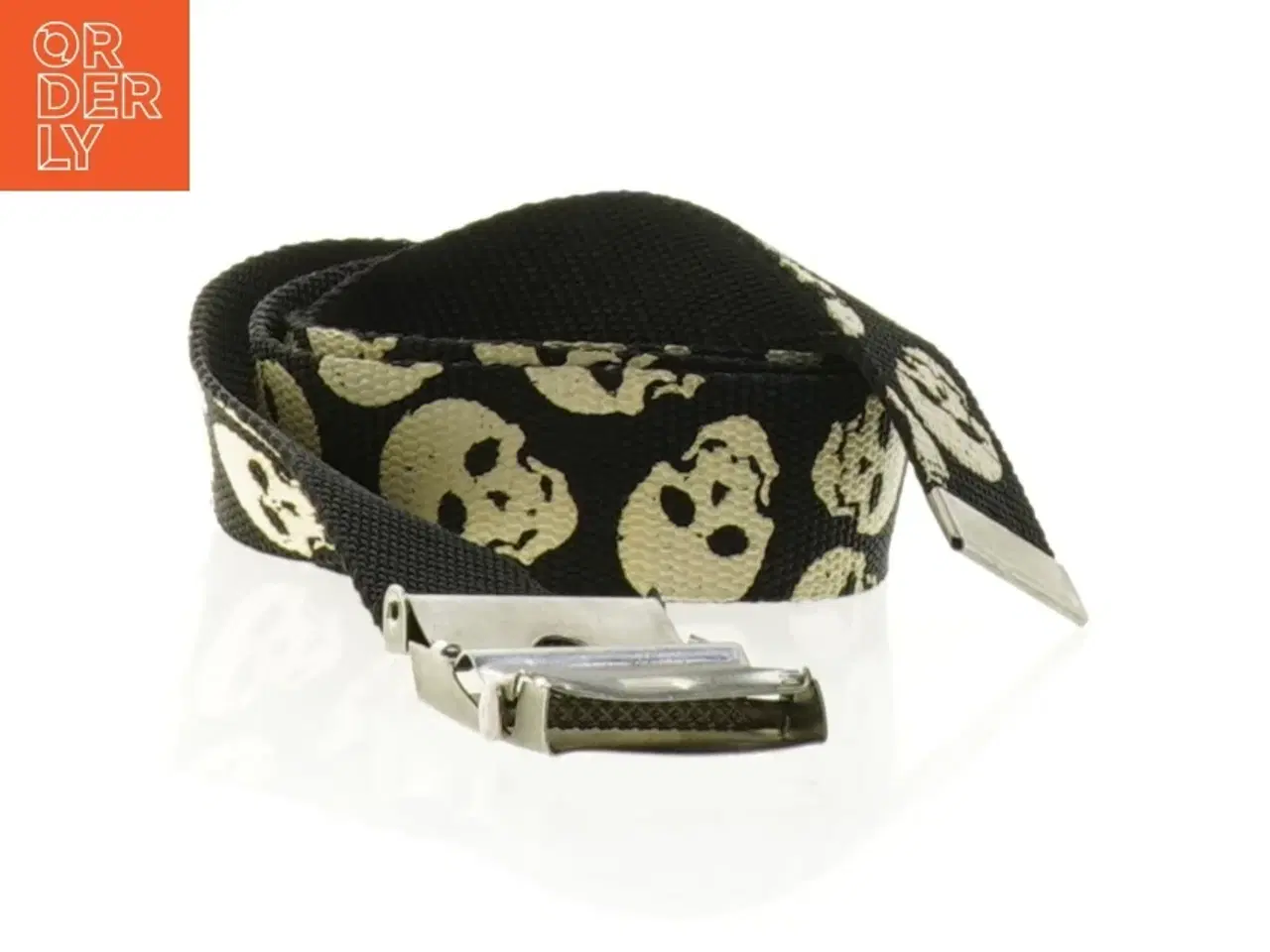 Billede 3 - Mønstret stofbælte med kraniemotiv (str. 115 x 3 cm)