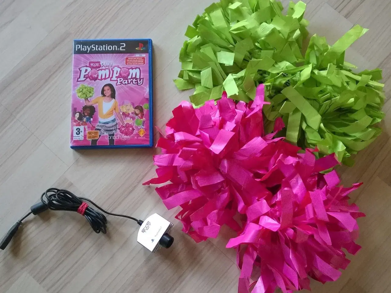 Billede 1 - PS2 pompom og spil incl eye toy cam