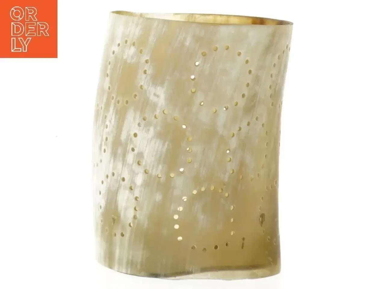 Billede 1 - Lysestage i horn (str. Ø 7,5 cm længde 11 cm)