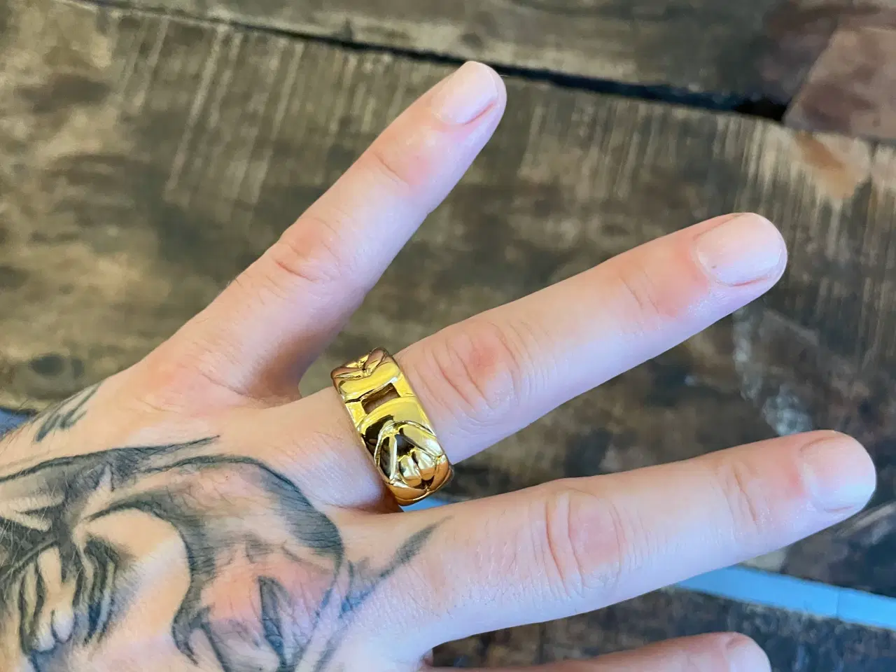 Billede 4 - 10mm 14kt goldfilled kongekæde ring