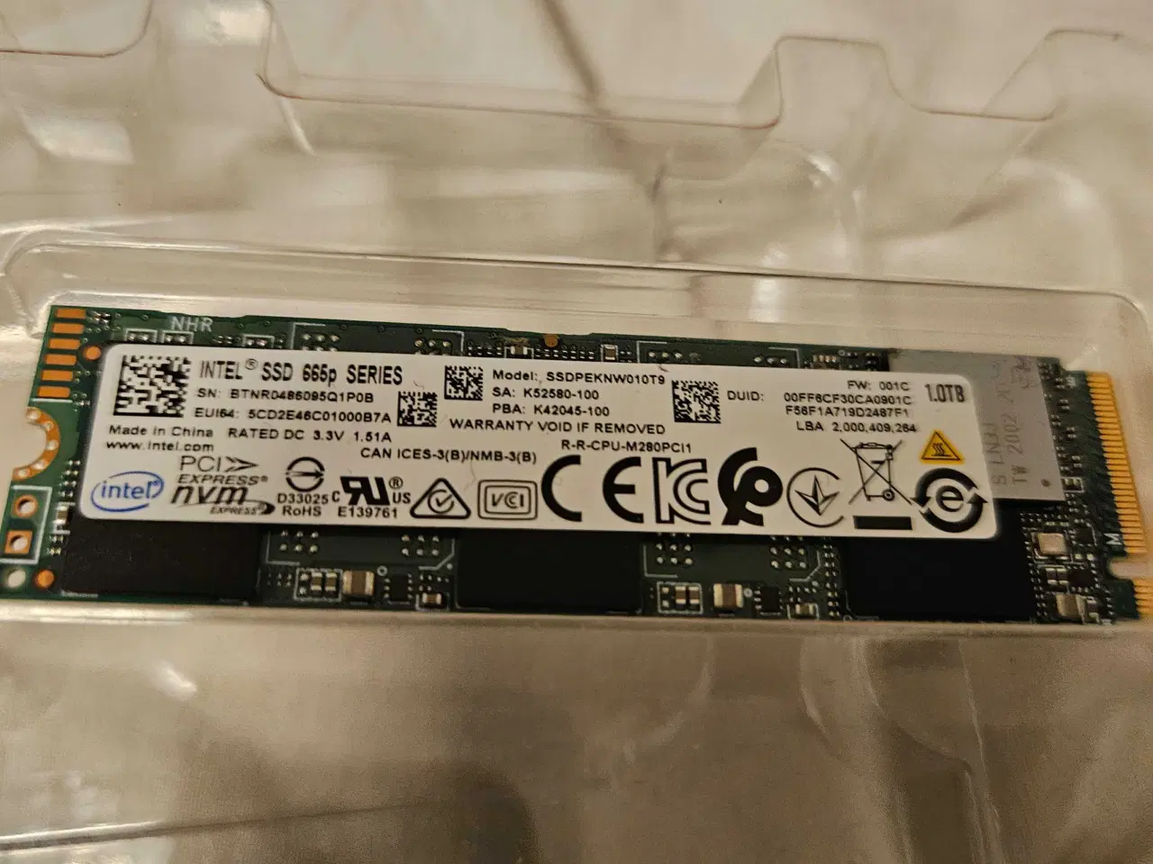 Billede 1 - Intel 665p 1TB M.2 NVMe SSD