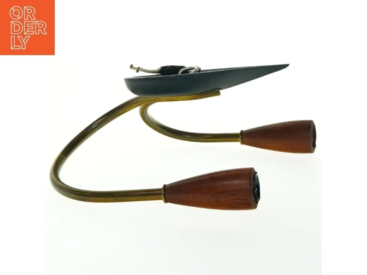 Billede 5 - Vintage Væglampe i messing og Teak træ (str. 22,5x21 cm)