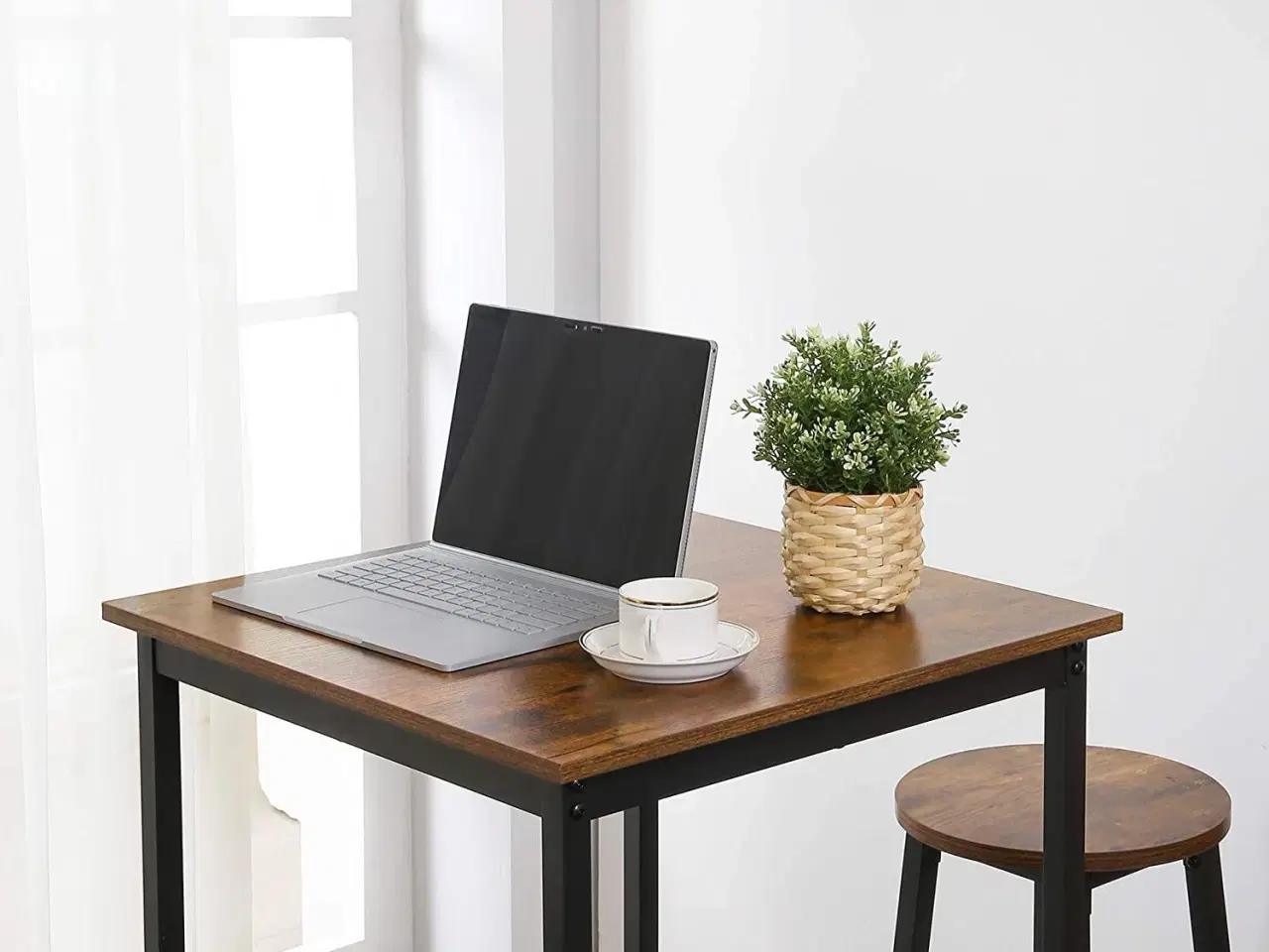 Billede 3 - Barbord firkantet højt bord, 60 × 60 × 90 cm, industriel stil, rustik brun/sort