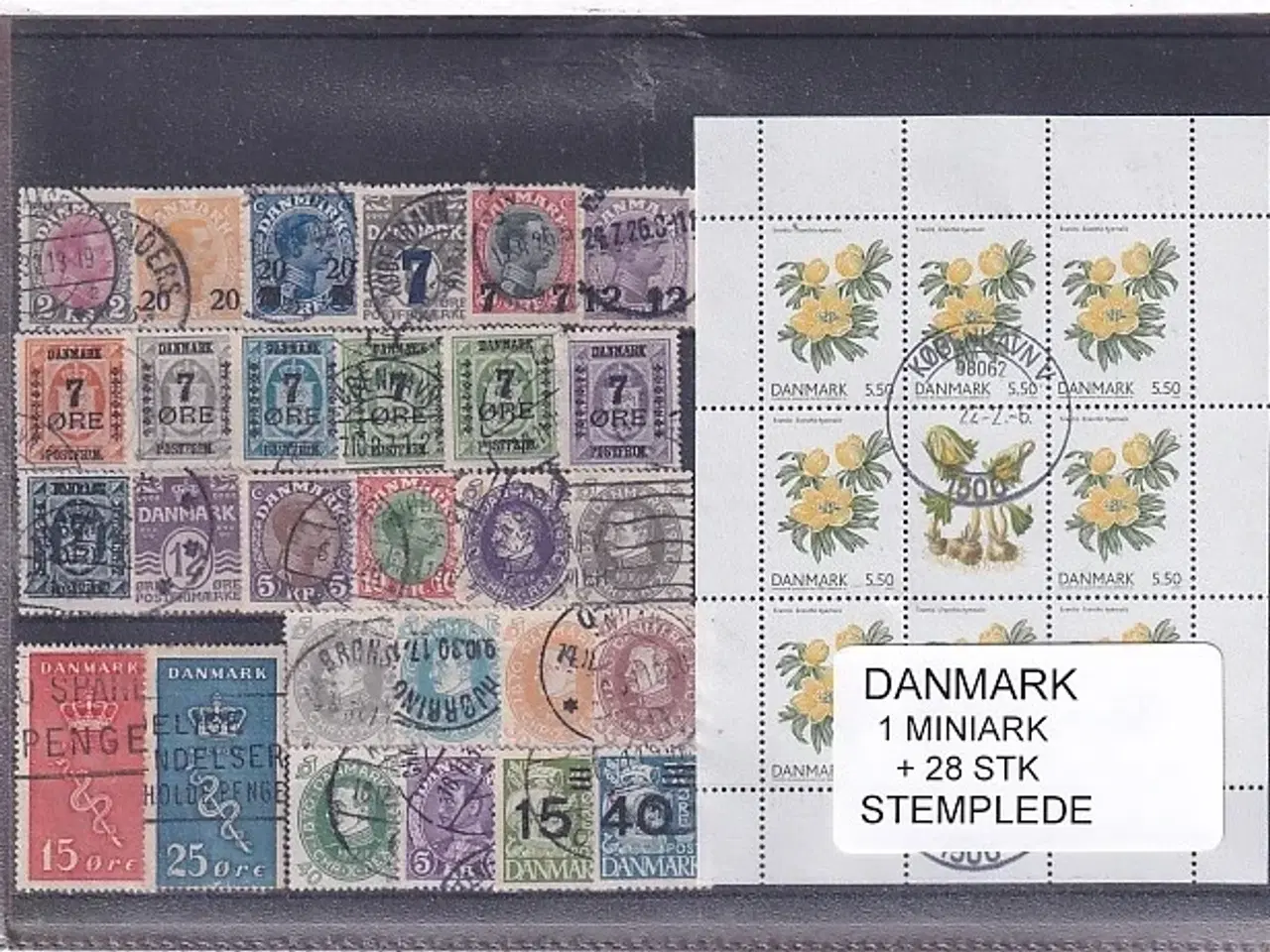 Billede 1 - Danmark Samling - 1 Miniark - 28 Stk. Stemplet