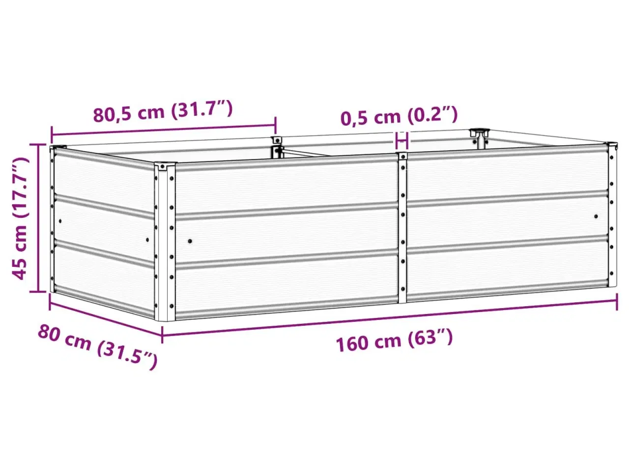Billede 7 - Plantekasse Antracit 160 x 80 x 45 cm Stål