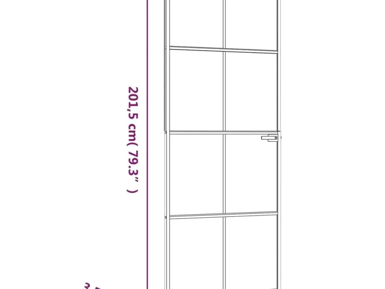 Billede 8 - Dør 76x201,5 cm hærdet glas og aluminium sort