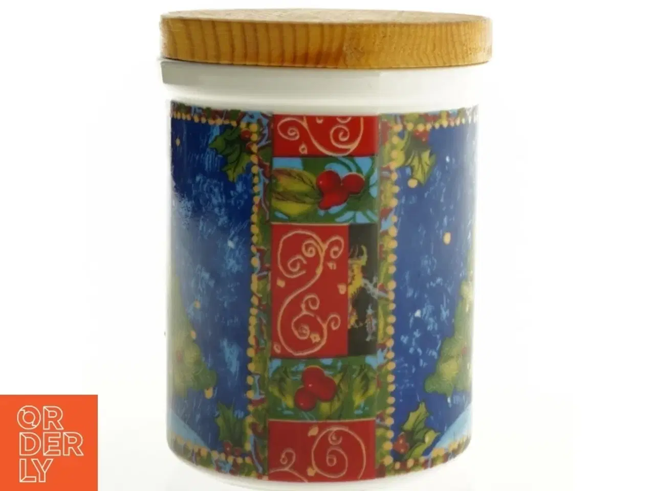 Billede 2 - Krukke med julemotiv og låg (str. 12 x 9 cm)