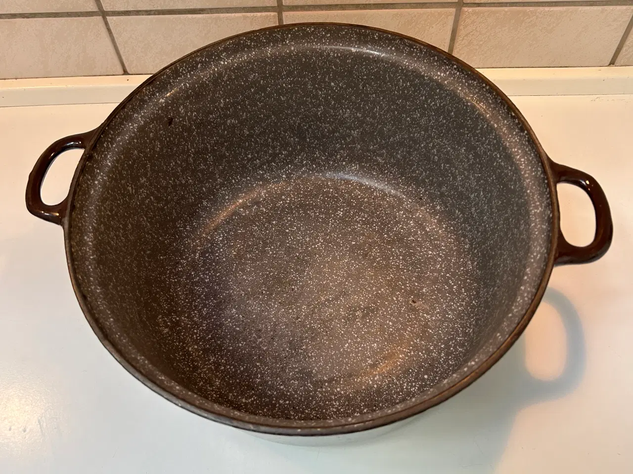 Billede 1 - Vintage emalje gryde i brun