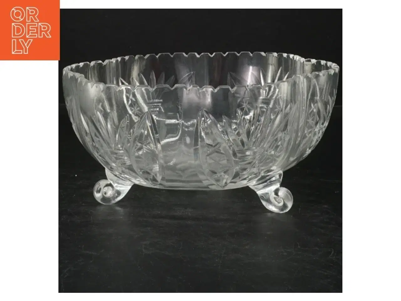 Billede 1 - Dekorativ glasskål med mønster (str. Ø 21 cm)