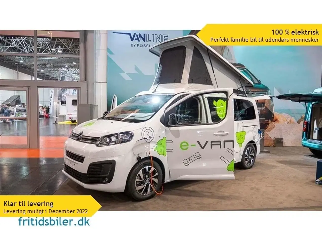 Billede 1 - 2024 - Pössl vanline E-Vanster 75 Kwh   DK´s første elektriske campervan 380 km på en opladning og kun 345 kr. halvårligt i vægtafgift
