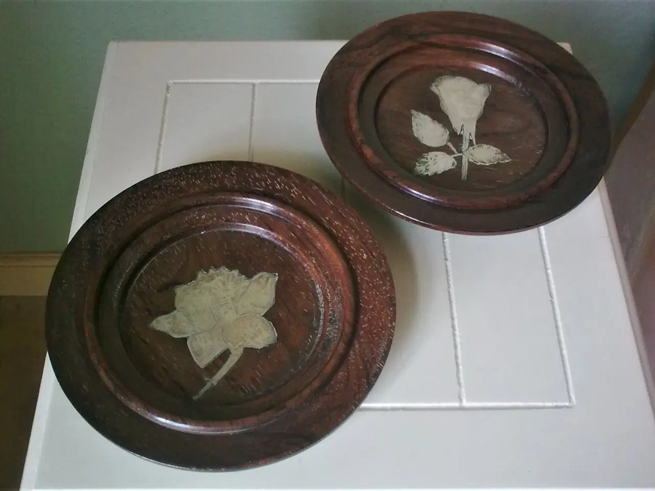 Billede 7 - Sølv intarsia i moseeg 2 vinbakke DANSK SKÅL