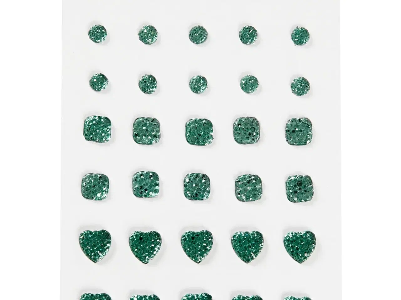 Billede 1 - Rhinsten, rund, firkant, hjerte, str. 6+8+10 mm, grøn, 35stk./ 1 pk.