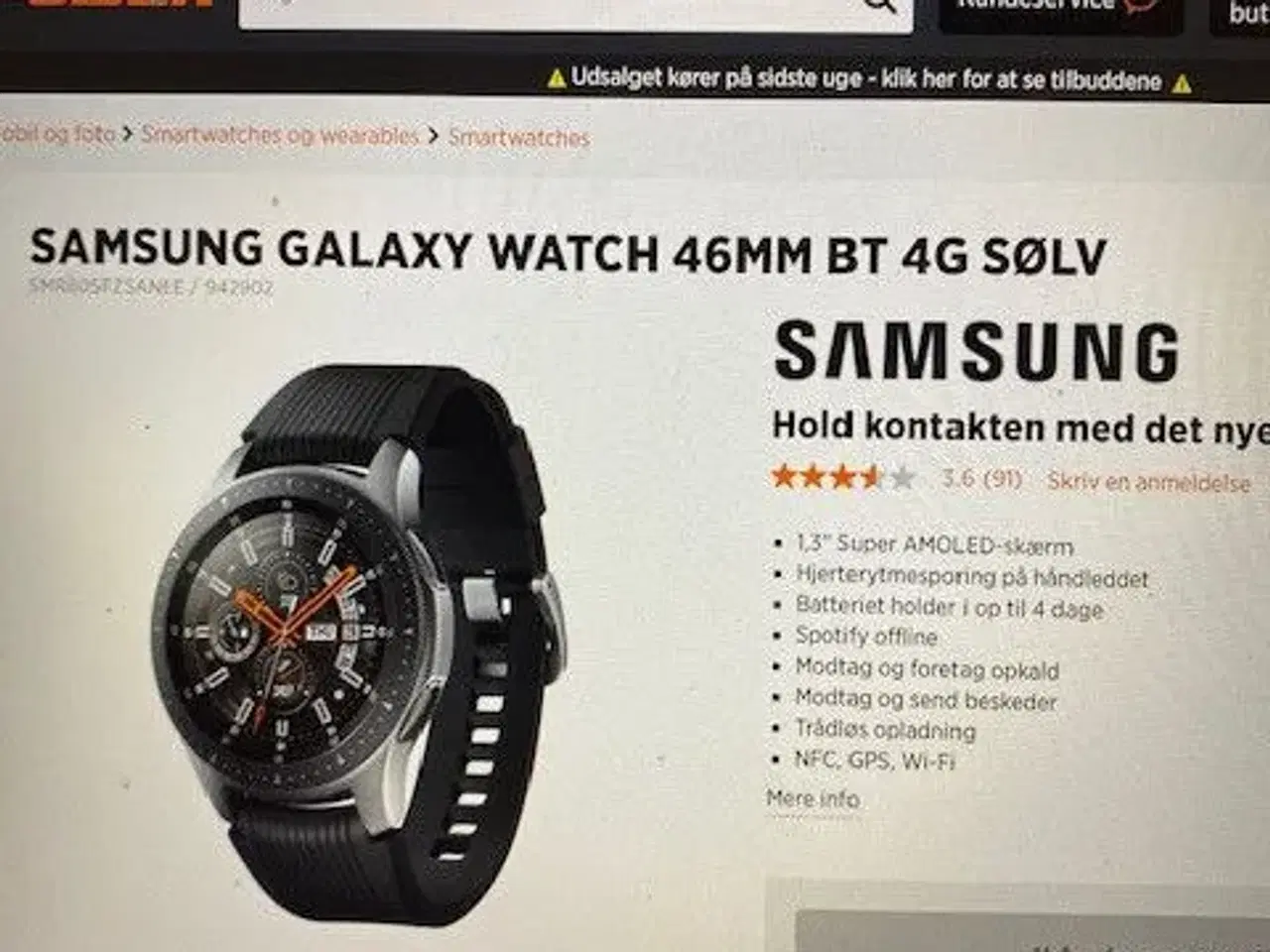 Billede 2 - Samsung smartwatch Galaxy 46mm BT 4 G sølv