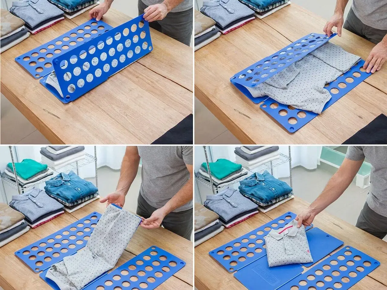 Billede 3 - Tøjfolder - blå, foldbar tøjorganisator