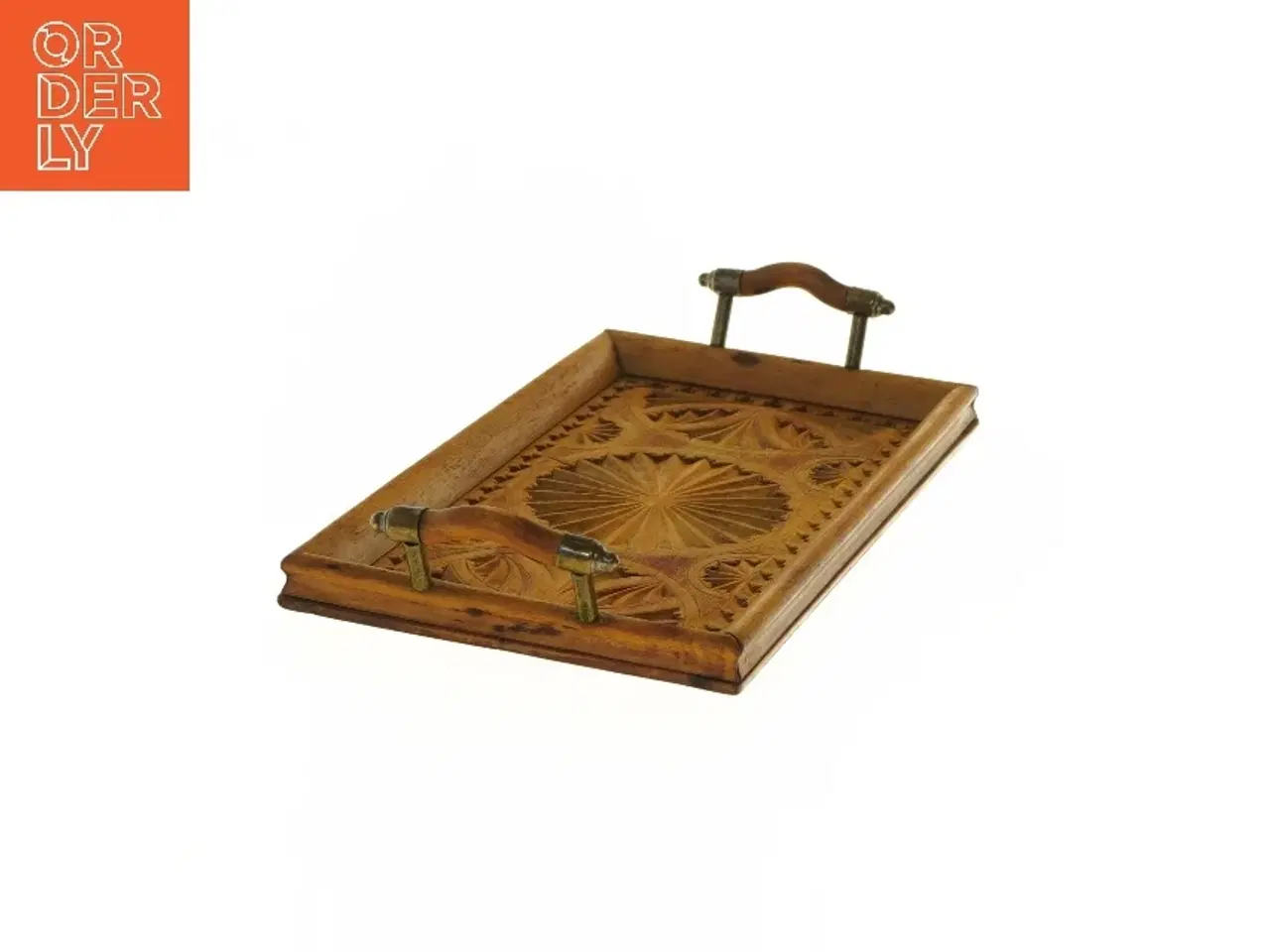 Billede 4 - Art Nouveau Træbakke med udskæringer (str. 24x14 cm)