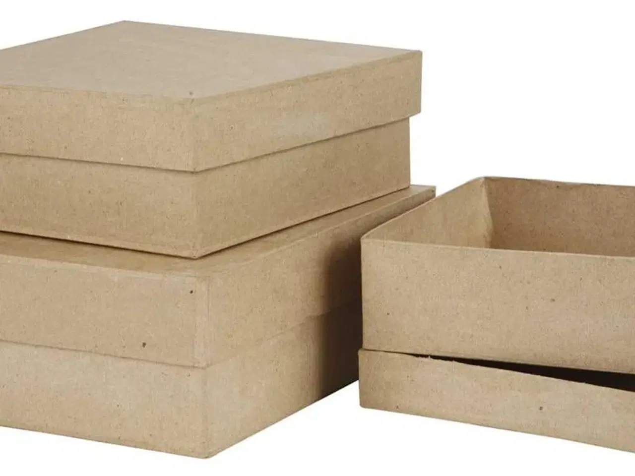 Billede 1 - Kvadratiske Æsker, H: 5+6+7,5 cm, str. 16+18+20 cm, 3stk./ 1 sæt