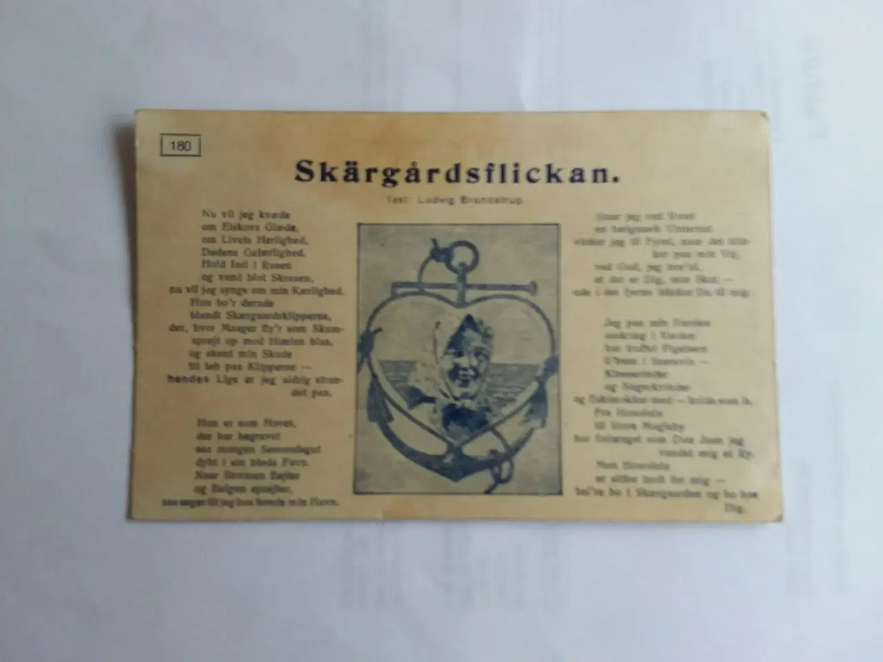 Billede 1 - Gammelt postkort med sangtekst