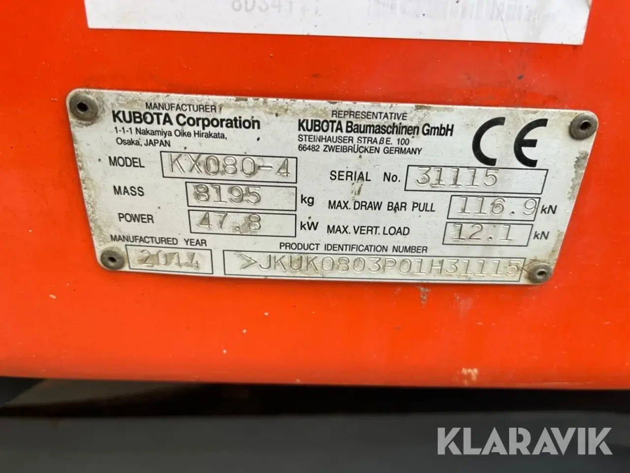 Billede 11 - Gravemaskine 8,2 t Kubota Kx080-4