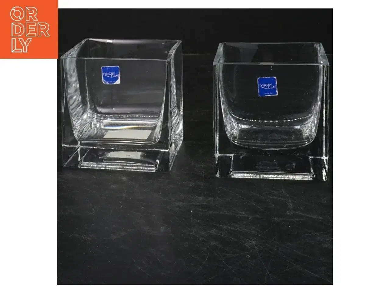 Billede 1 - Glas kubiske fyrfadsstager fra Lyngby Glas (str. 8x8x8 cm)