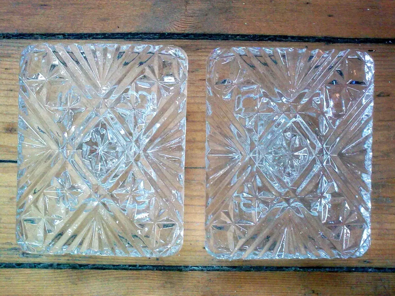 Billede 19 - Kronelys glas facet stage & 2 vintage skåle