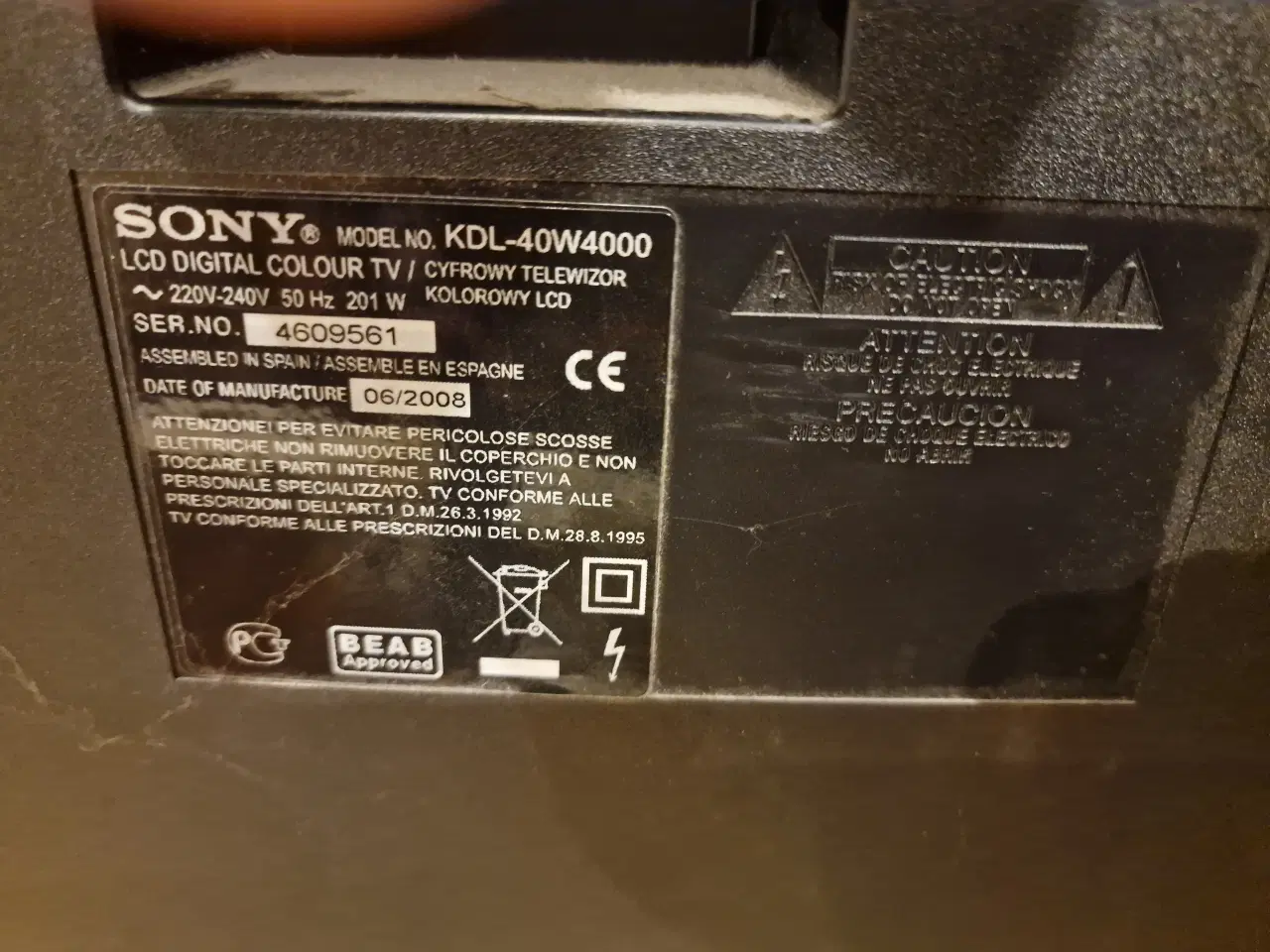 Billede 2 - Sony TV LCD  KDL-40 W 4000 