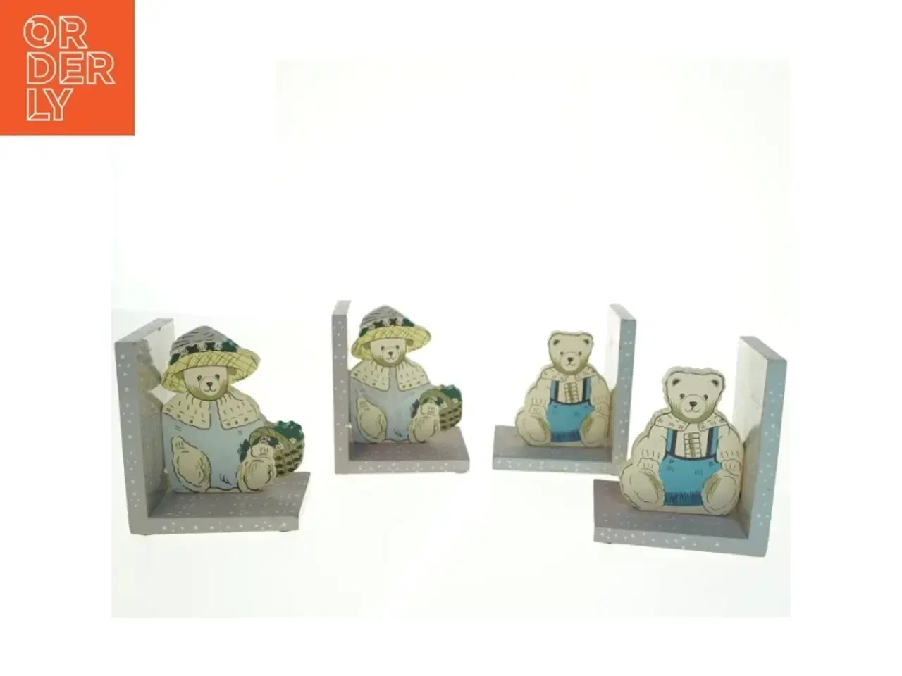 Billede 1 - Træbogstøtter med bjørnemotiver (str. 15,5 x 13 cm)