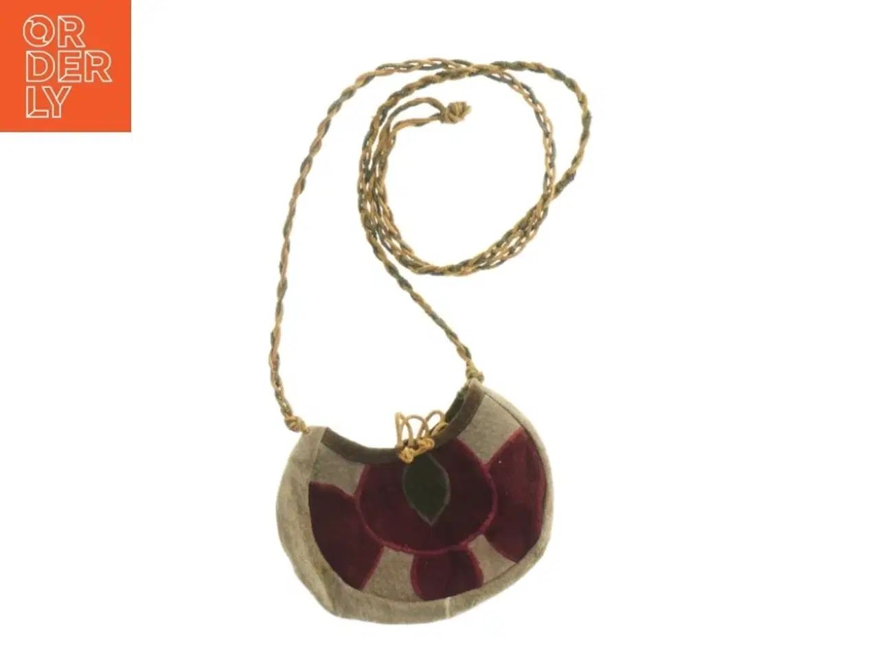 Billede 2 - Broderet pung med flettet snor (str. 13 x 17 cm)