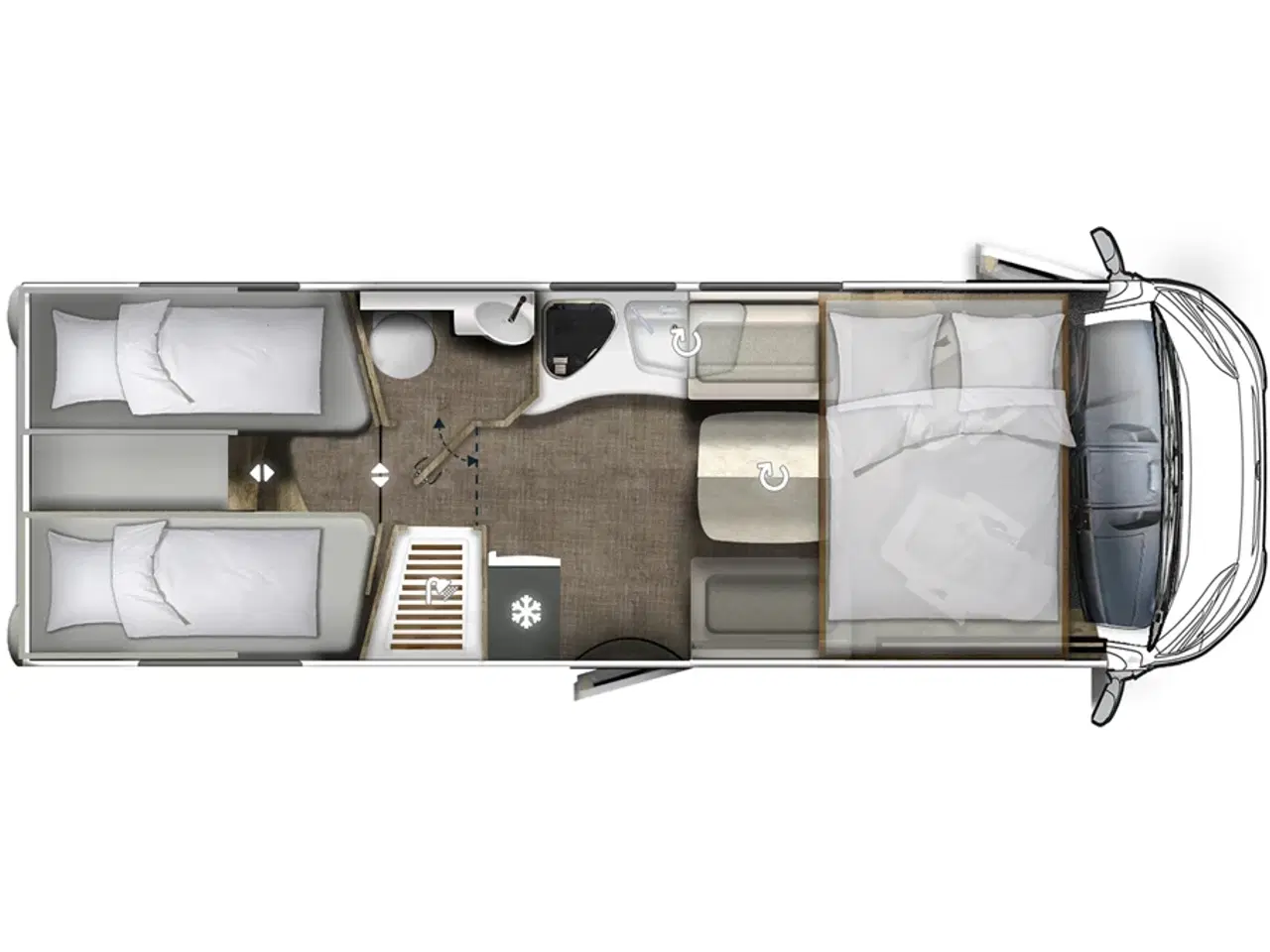 Billede 5 - 2026 - Euramobil Integra Line 720   Automatgear. Maxi Chassis 4400 Kg. 180 Hk. 90L Brændstoftank. Automatisk Klima. Lithium Batteri. Udendørs Bruser. Udvendigt Gasudtag.