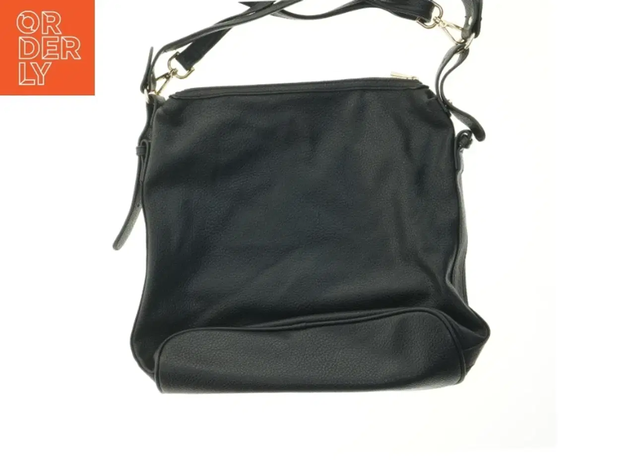Billede 1 - Sort skind taske (str. 37x40 cm)