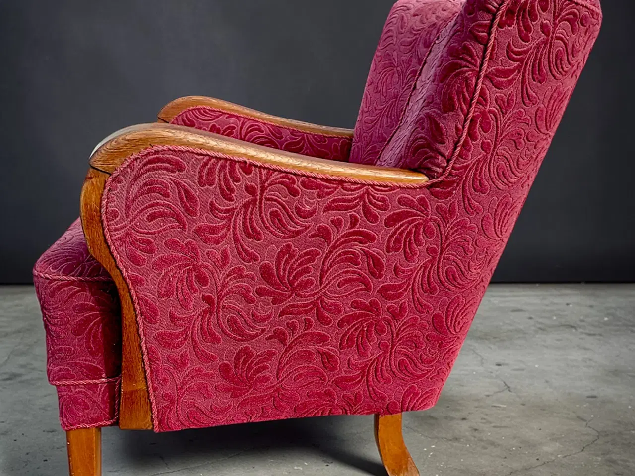 Billede 6 - Dansk snedkermester lænestol rød velour 1940’erne