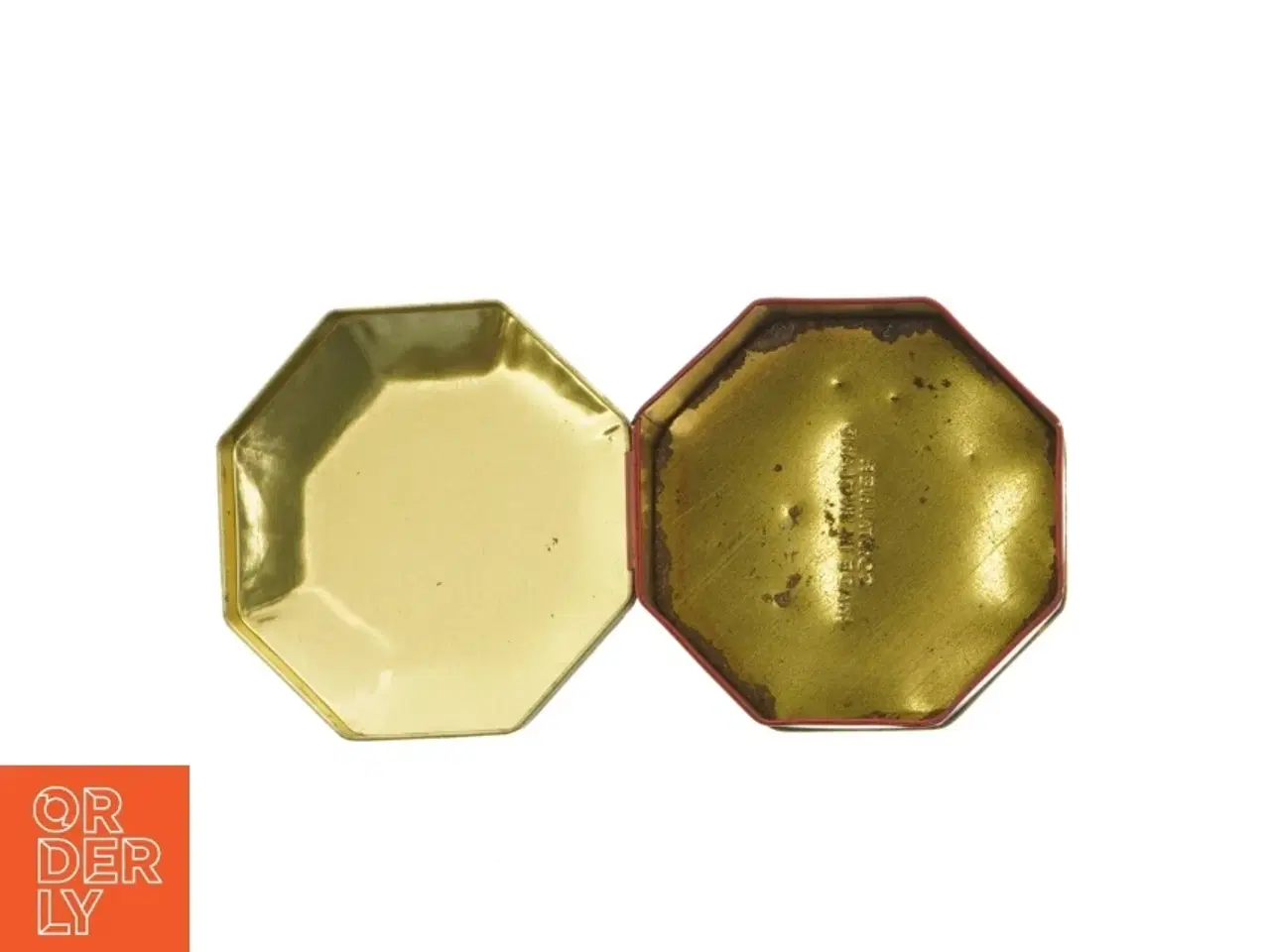 Billede 3 - Engelsk Vintage Ottekantet metal dåse med blomstermotiv (str. 12 x 7 cm)